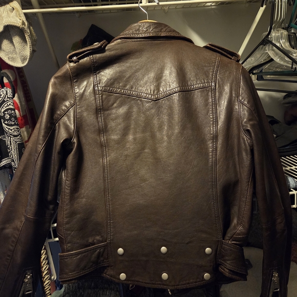 All Saints Dark Brown Leather Jacket - Picture 6 of 8